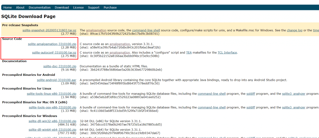 SQLite-download-page